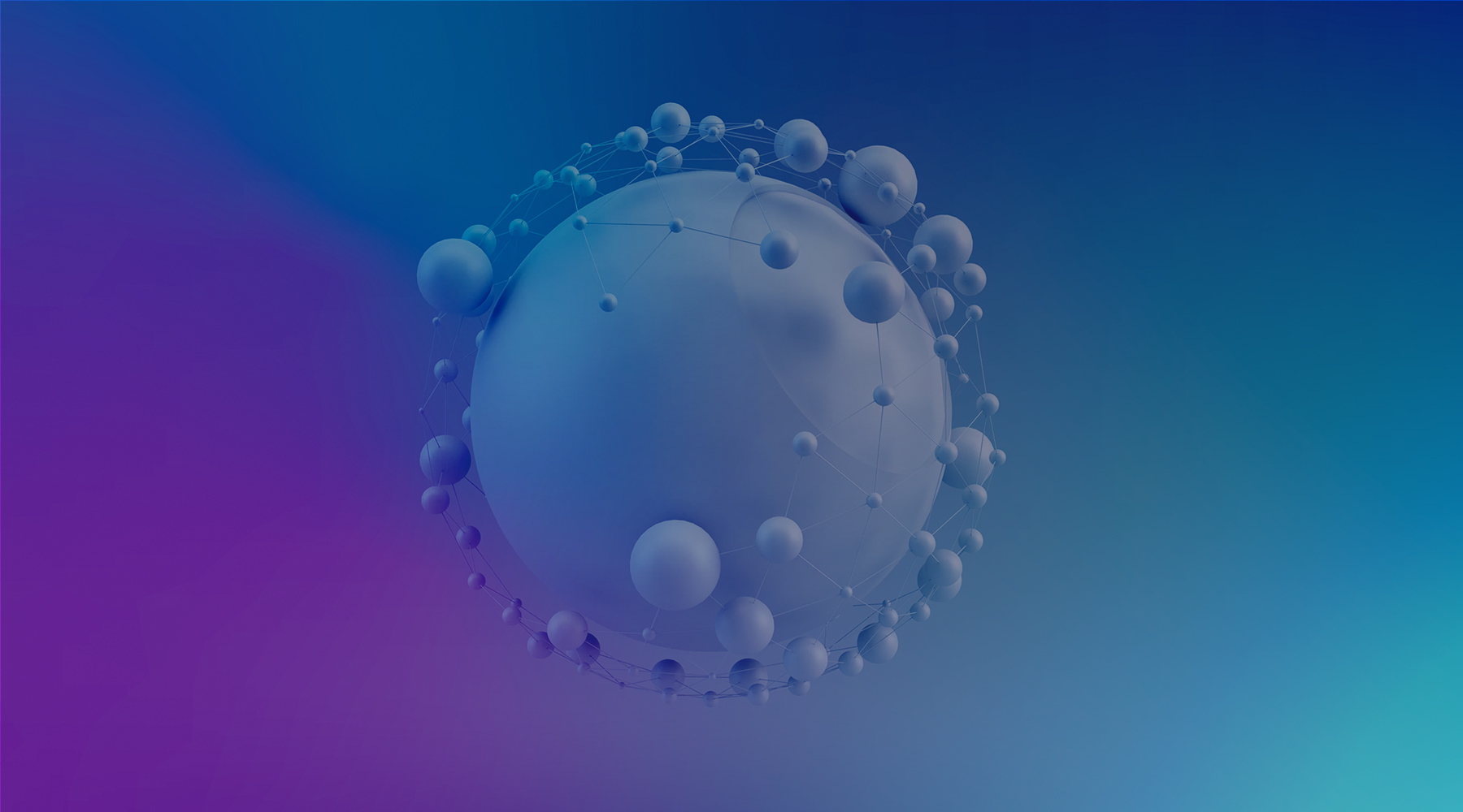 Abstract sphere floating on blue and purple gradient