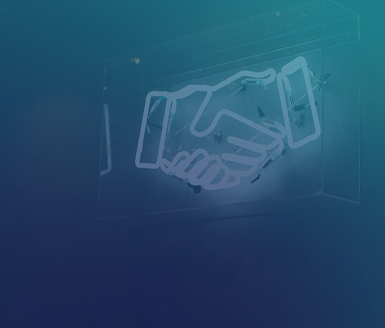 Handshake icon shown neon sign