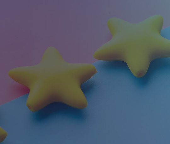 Close up of 3d stars shown in a diagonal line