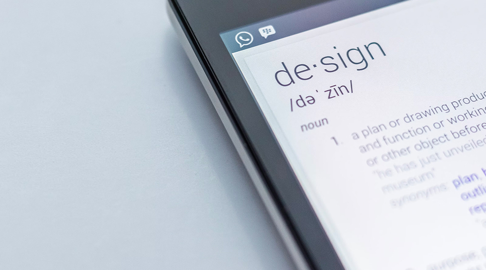 Close up of device with definition of design on-screen