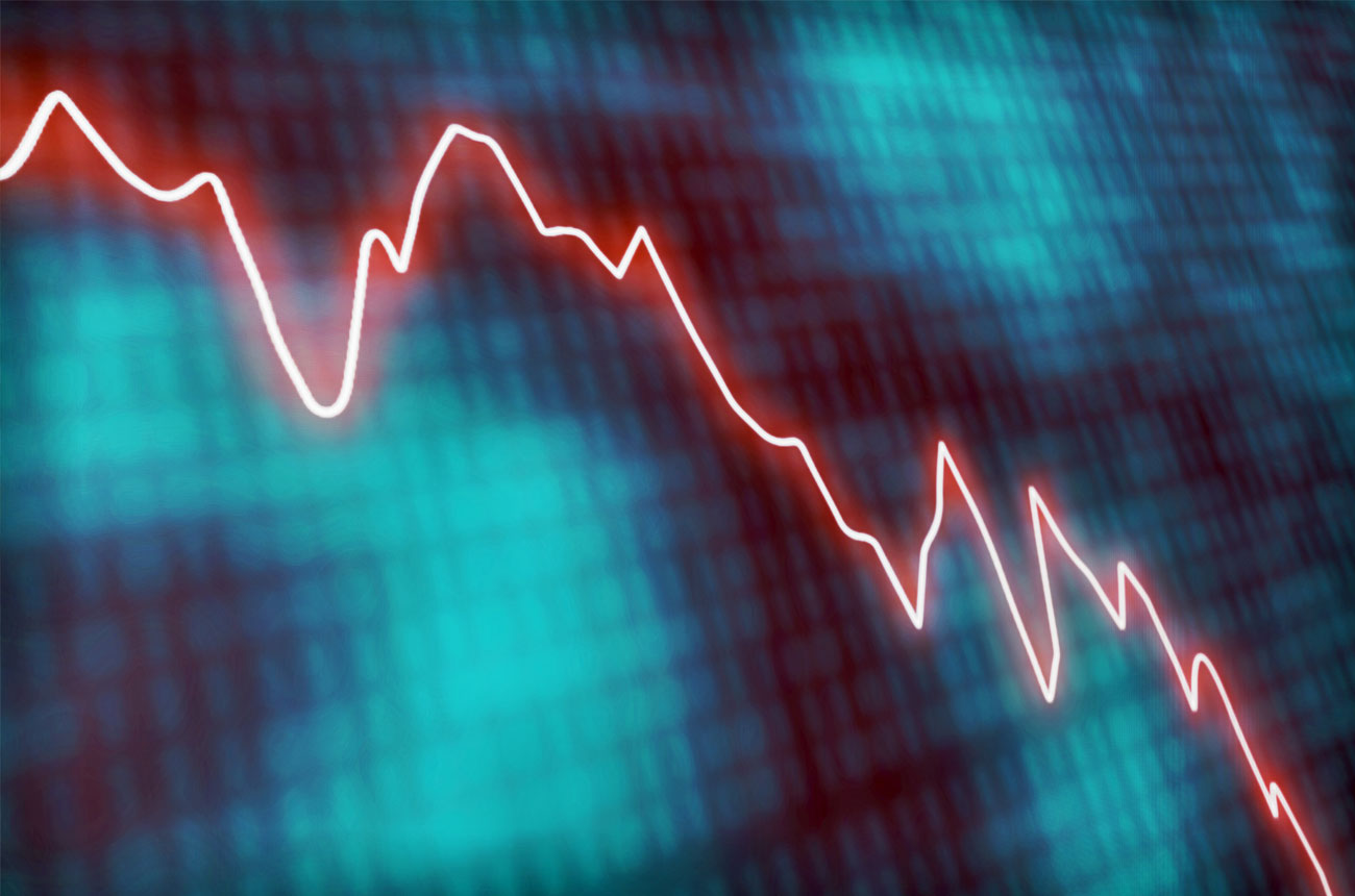 Stock market graph line indicating recession