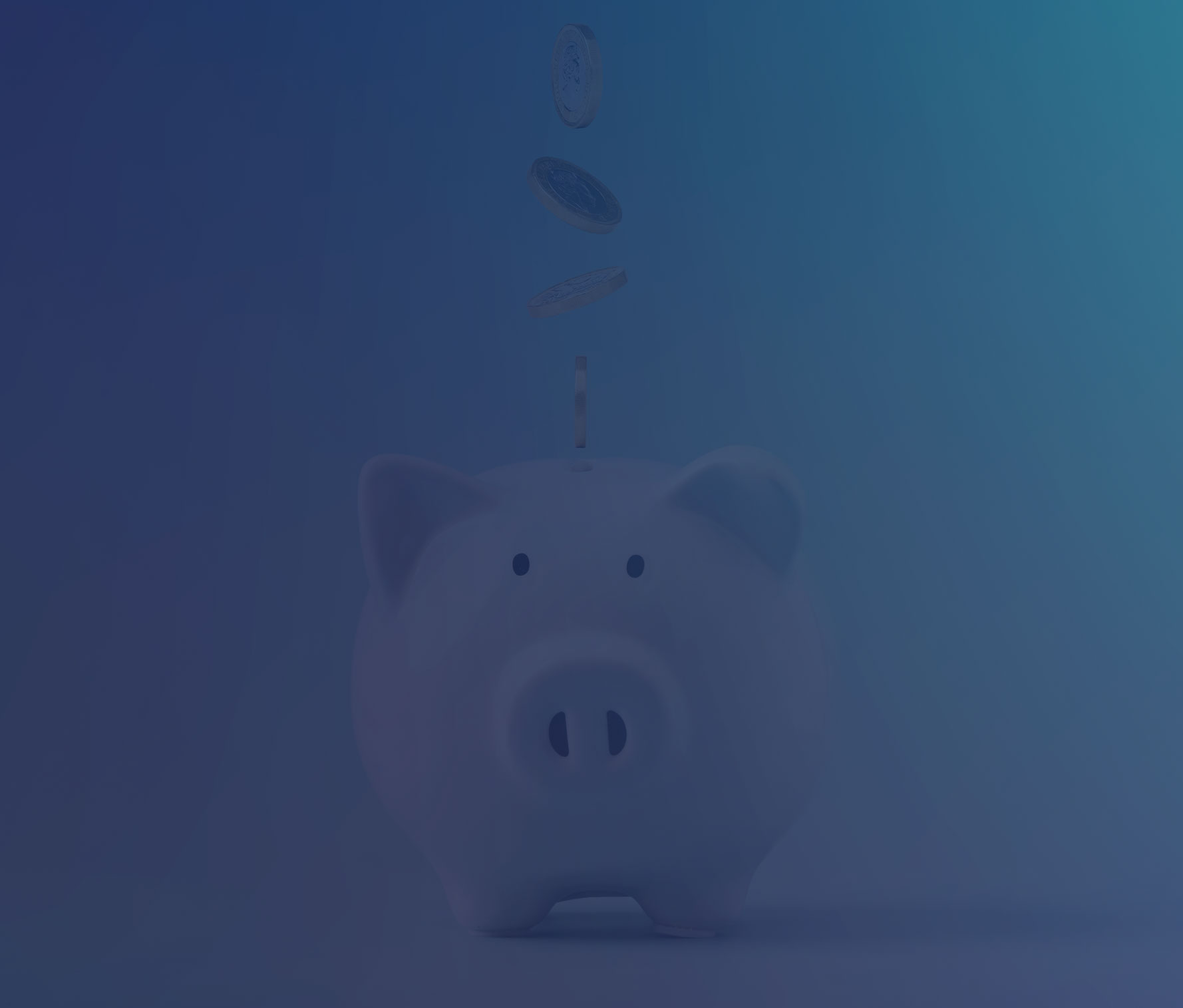 Piggy bank with money falling into it