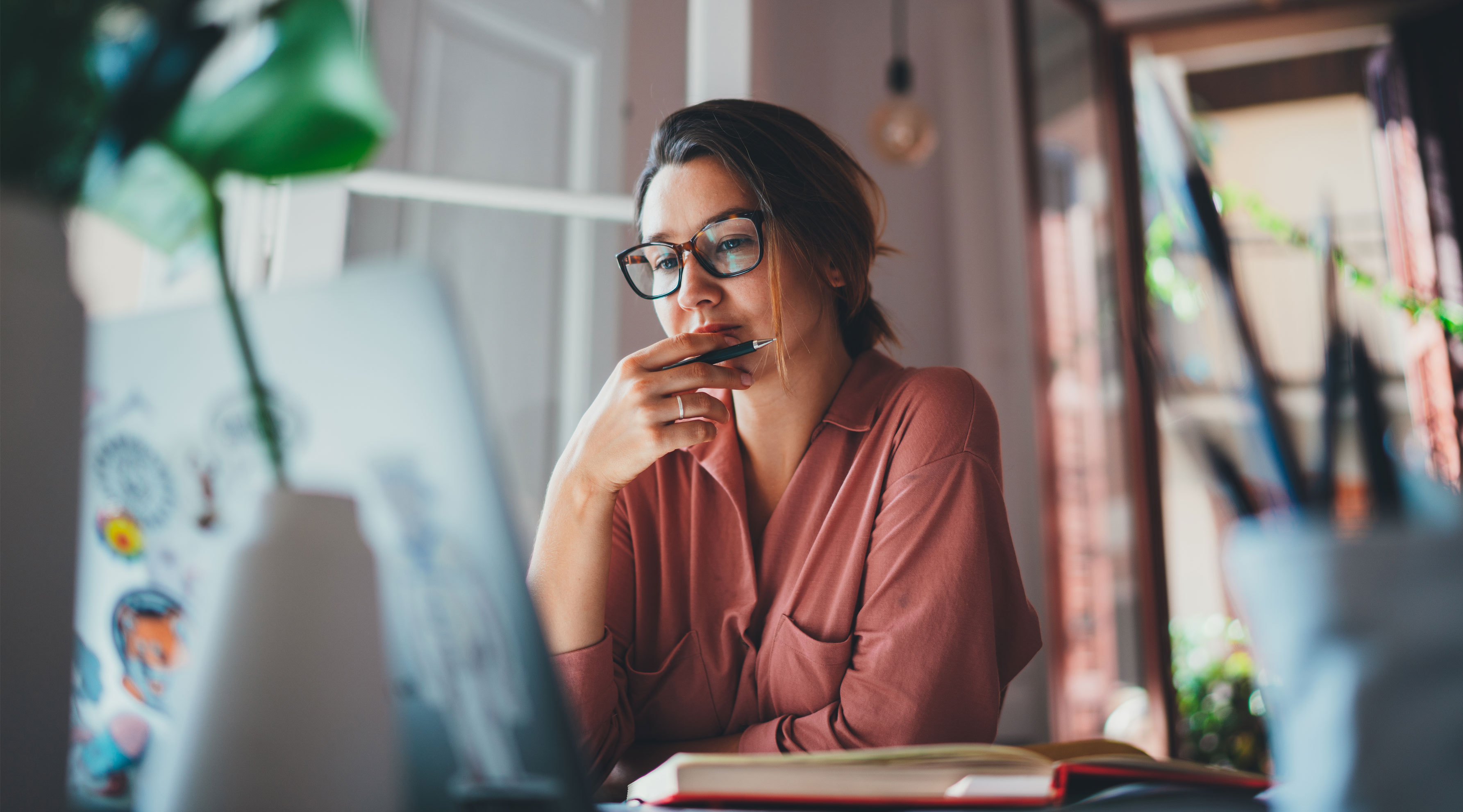 Woman working on laptop