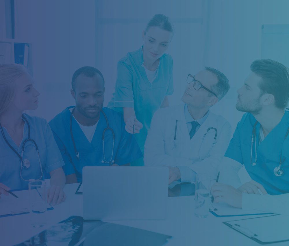 Medical professionals using an LMS for healthcare.